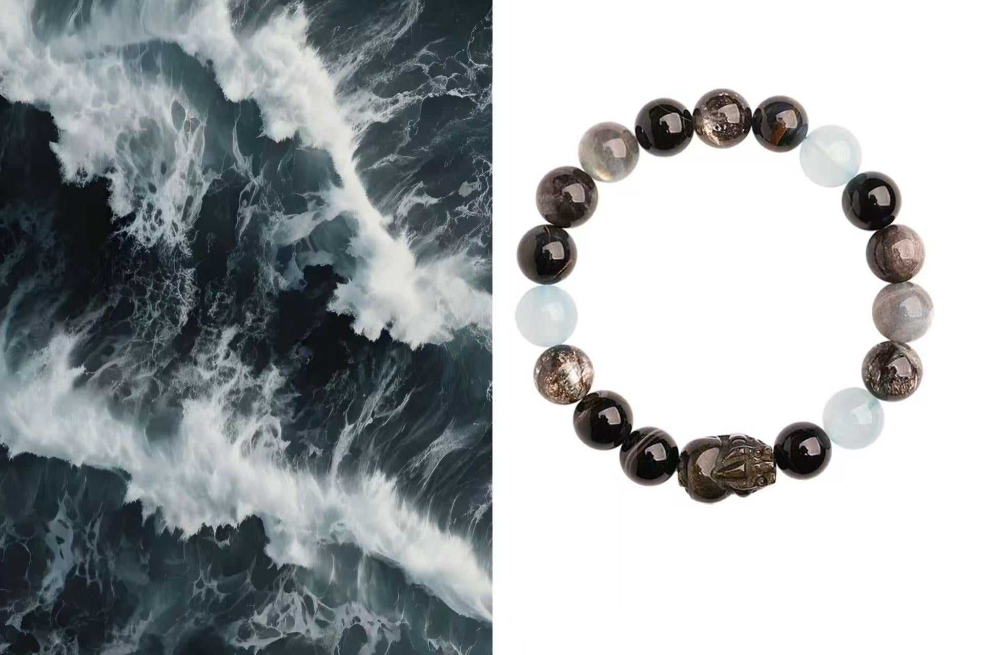 Water Bracelet – Black Stone for Calm & Intuition | Healing Energy Jewelry